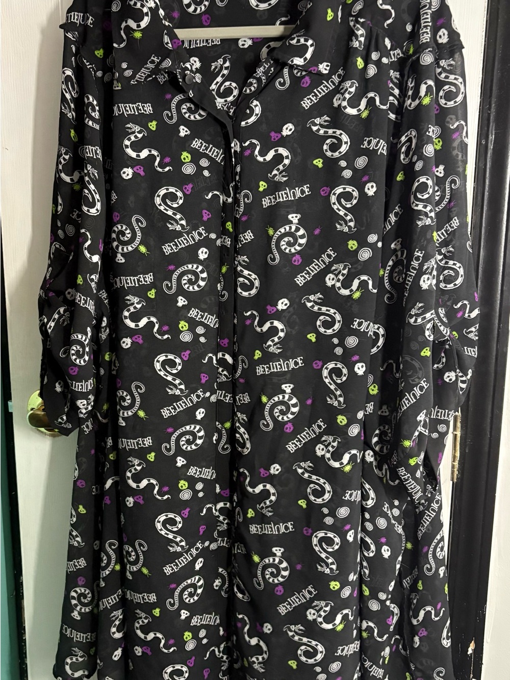 torrid Black Beetlejuice Snake Print Button-Down Shirt